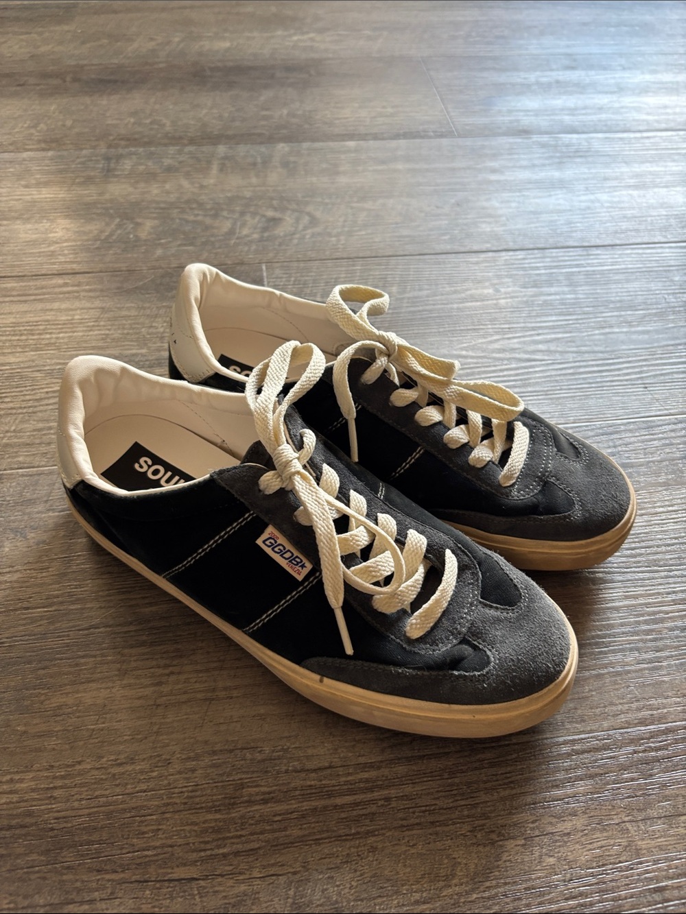 Golden Goose Black Suede Low-Top Sneakers with Cream Accents